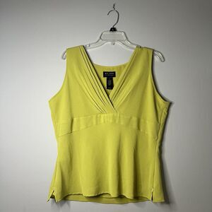 VTG Liz Claiborne Axcess Y2K Babydoll Tank Top Green‎ Ribbed Size 16 Lined